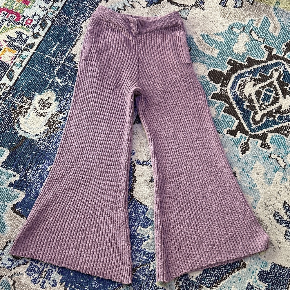 Free People Beach Super Flare Light Sweater Knit Pants Sz Small